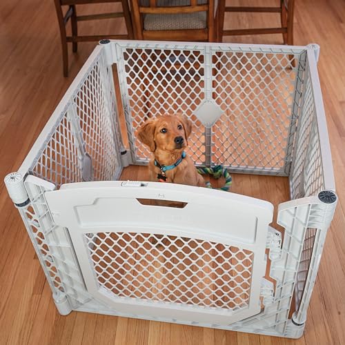 MYPET Pet Playpen in 4-Panel, Light Gray