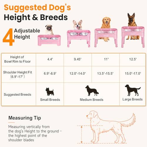 URPOWER Pet Feeder in Large, Pink