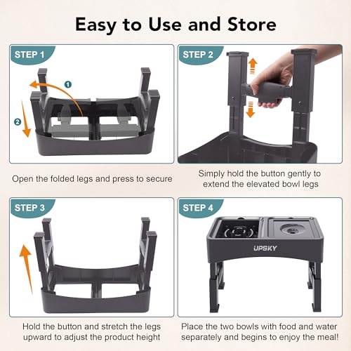 UPSKY Pet Feeder in A-Water Bowl+Slow Feeder (Grey)