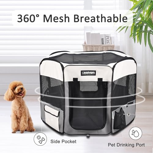 JESPET Pet Playpen in 45 x 45 x 24 inches, Light Grey
