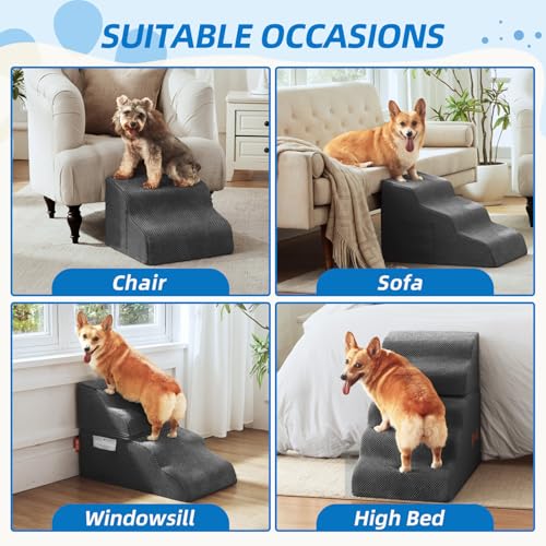 Nordjager Animal Stair in 15.7"D x 15.7"W x 11.8"H, Dark Grey