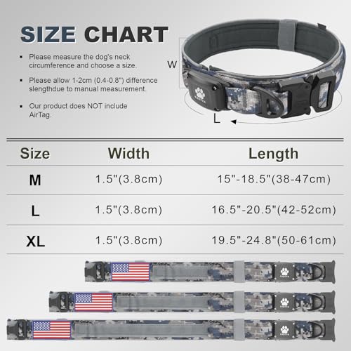 YaoTya Animal Collar in M(15"-18.5"), Camouflage Grey