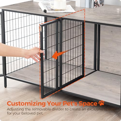 MAHANCRIS Animal Cage in 43.3"L x 21.7"W x 26.4"H, Greige