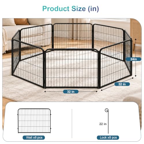 FDW Pet Playpen in 24 Inch, Black
