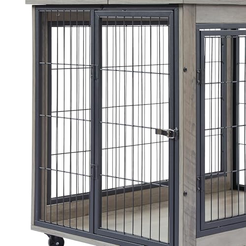 NicBex Animal Cage in 38.6"L x 25.2"W x 56.9"H, Grey