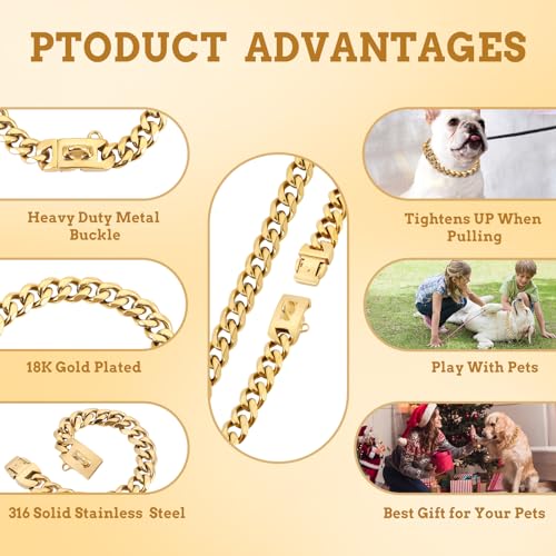 BAOBOTE Animal Collar in 12"(for 10"-11" Neck), Gold