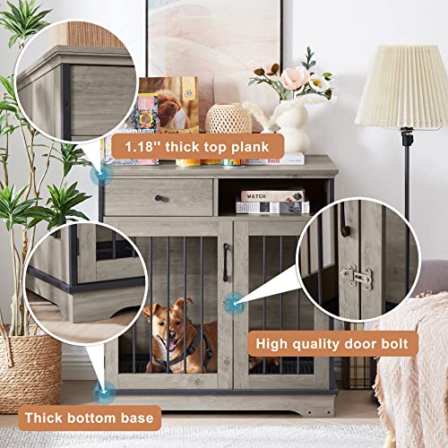 NicBex Animal Cage in 32.3"L x 22.8"W x 33.5"H, Grey