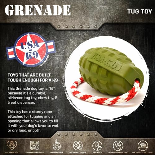 SodaPup Pet Toy in Large, Green Grenade