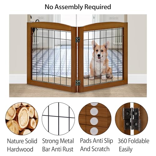 LZRS Temporary Gate in 24"Height-2 Panel, Oak Cherry
