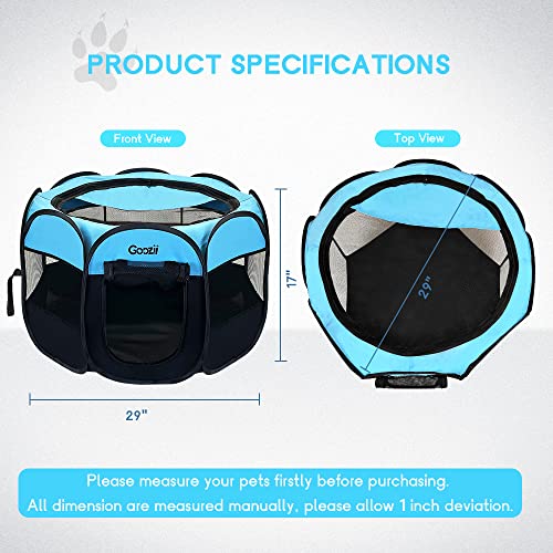 Goozii Pet Playpen in S [29" x 29" x 17"], Blue