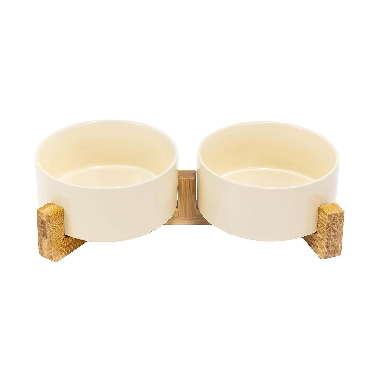 SPUNKYJUNKY Pet Feeder in 3.6 cups, Beige × 2
