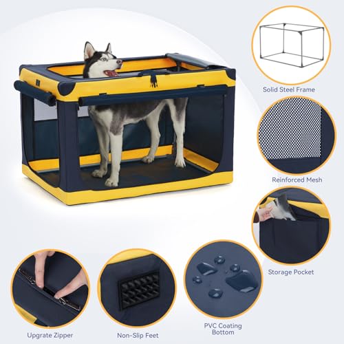 A 4 Pet Animal Cage in 36.0"L x 24.0"W x 23.0"H, Blue+Yellow