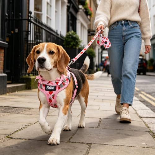 PUPTECK Animal Harness in XS (9-13lbs, Chest 14"-16"), #2 Pink(Strawberry Print)