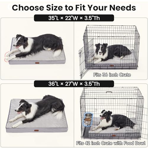 OhGeni Pet Bed Mat in 35" x 22" x 3.5" (For Crate), 01-Gray
