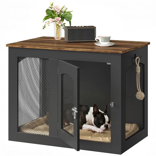 CHOEZON Animal Cage in 30.1"L x 13.2"W x 23.8"H, Black and Walnut