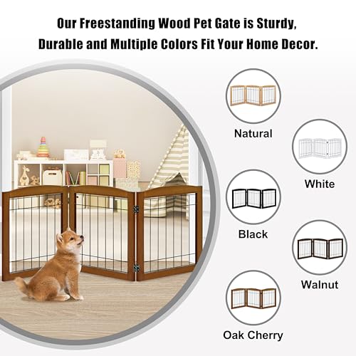 LZRS Temporary Gate in 24"Height-3 Panel, Oak Cherry