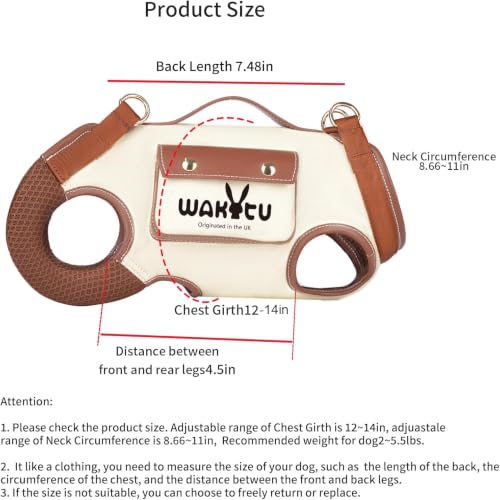 wakytu Animal Harness in X-Small(2-5 LBS), 1.0 White