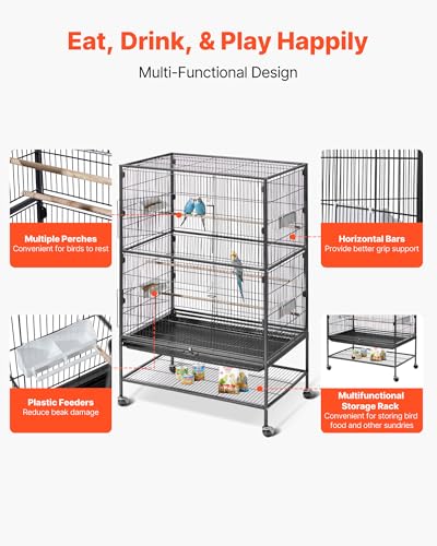 VEVOR Animal Cage in 31.5"L x 20.5"W x 52.0"H, Black