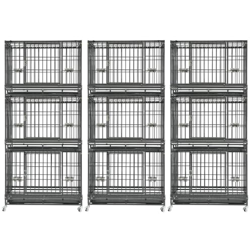 Homey Pet Animal Cage in 37"L x 22.5"W x 29.5"H - 3 Tiers - 3 Pack, Black