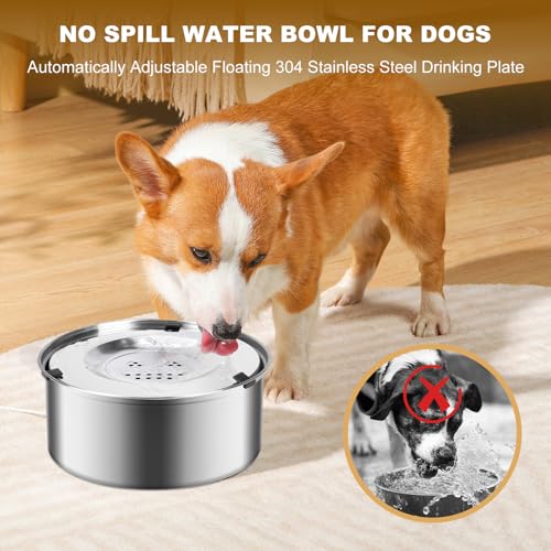 LQPBDFDC Animal Water Dispenser in Round, silver