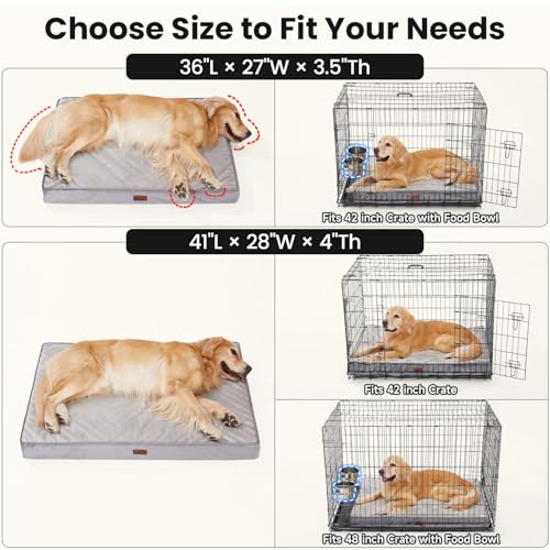 OhGeni Pet Bed Mat in 41" x 28" x 4" (For Crate), 01-Gray