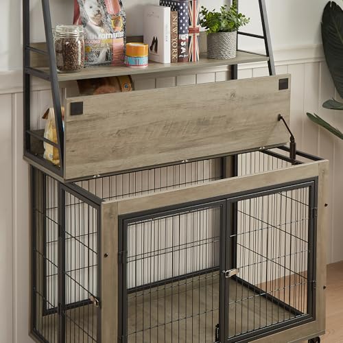 NicBex Animal Cage in 38.6"L x 25.2"W x 56.9"H, Grey