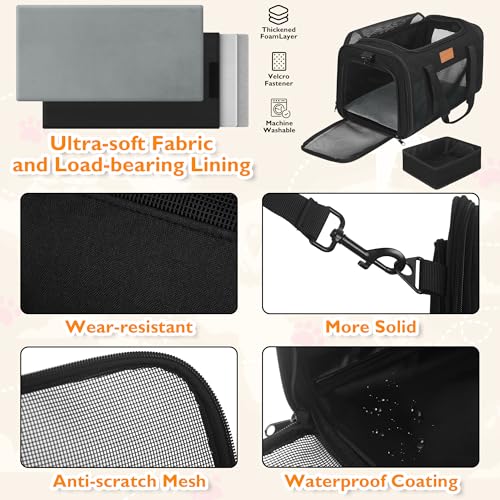 Petux Animal Carrier in 17.0"L x 11.0"W x 9.5"H, Light Black