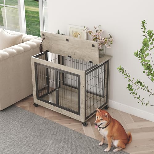 NicBex Animal Cage in 31.5"L x 21.0"W x 24.8"H, Grey