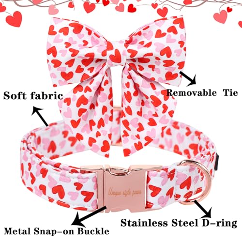 Unique style paws Animal Collar in S, heart-bowtie