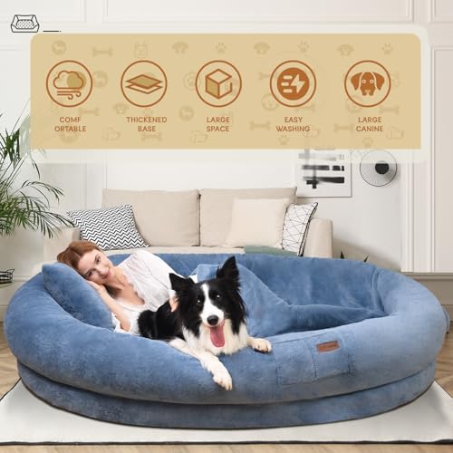Fvkind Pet Bed Mat in 70"L×33"W×12"Th, Blue