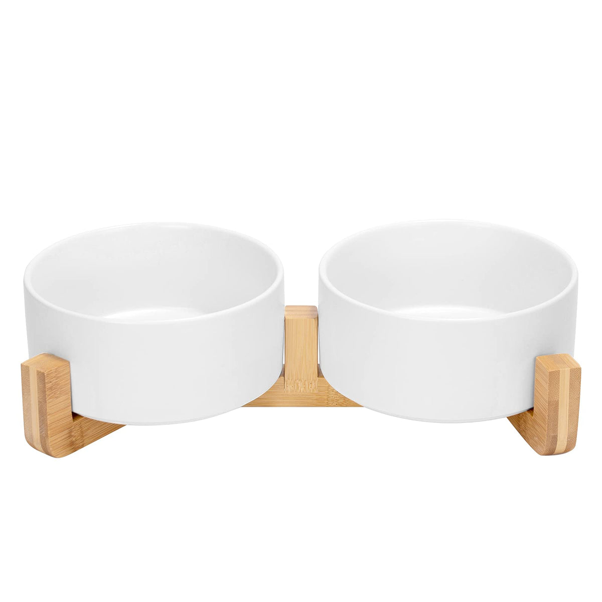 SPUNKYJUNKY Pet Feeder in 3.6 cups, White × 2
