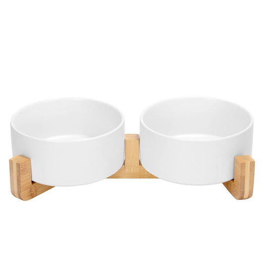 SPUNKYJUNKY Pet Feeder in 3.6 cups, White × 2