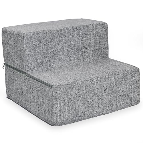 Best Pet Supplies Animal Stair in H: 12 Inches (Foldable), Ash Gray Linen