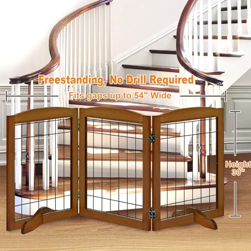 LZRS Temporary Gate in 30"Height-3 Panel, Oak Cherry