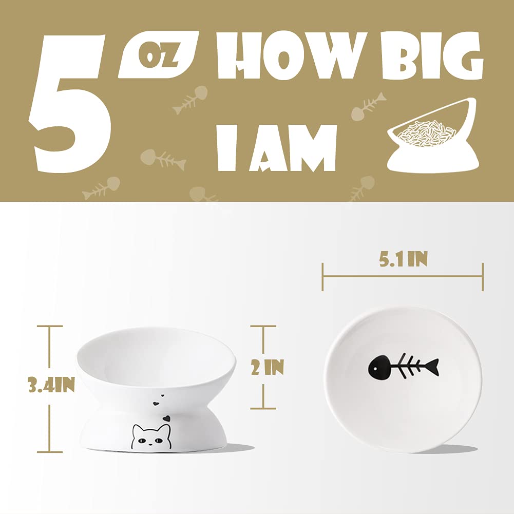 Sweejar Home Pet Feeder in 5 Inch, White