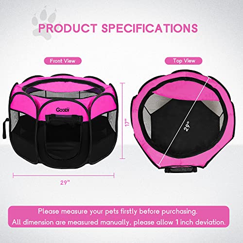 Goozii Pet Playpen in S [29" x 29" x 17"], Pink