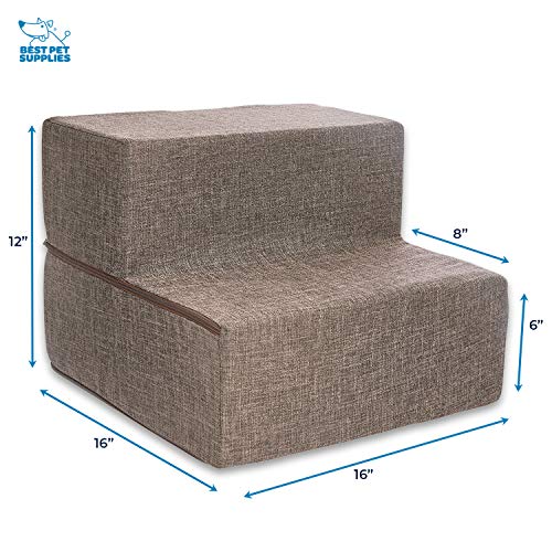 Best Pet Supplies Animal Stair in H: 12 Inches (Foldable), Brown Linen