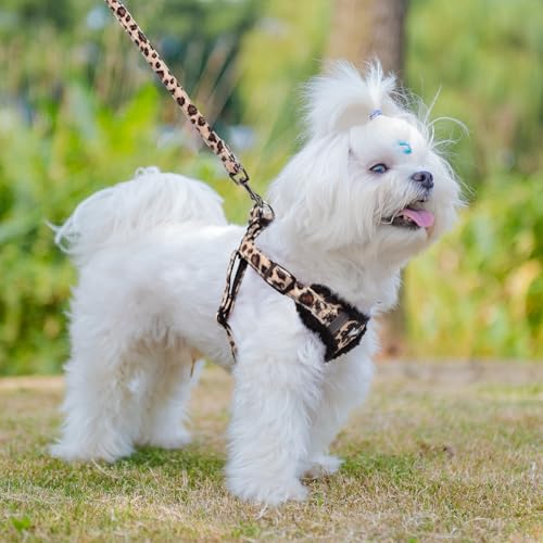 PUPTECK Animal Harness in XS (9-13lbs, Chest 14"-16"), #3 Brown(Plush Leopard Print)