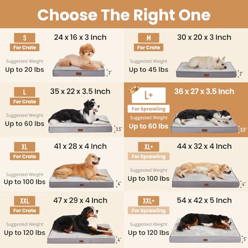 OhGeni Pet Bed Mat in 36" x 27" x 3.5" (For Sprawling), 01-Gray