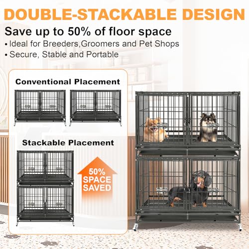 Homey Pet Animal Cage in 43.0"L - 2 Tiers - 1P, Black