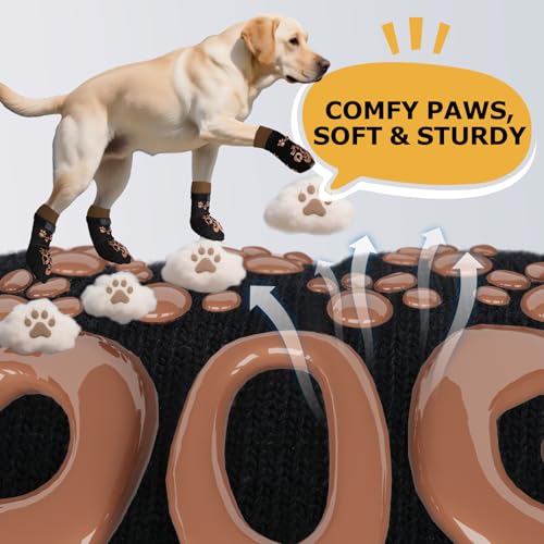 ROUWINNE Paw Hoof Protector in XS(Pack of 4), Black and Caramel