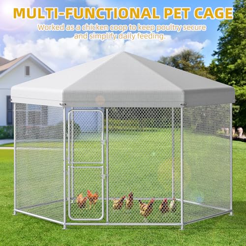 DWVO Animal Cage in 9.8 × 8.2 × 6.2 FT, Silver