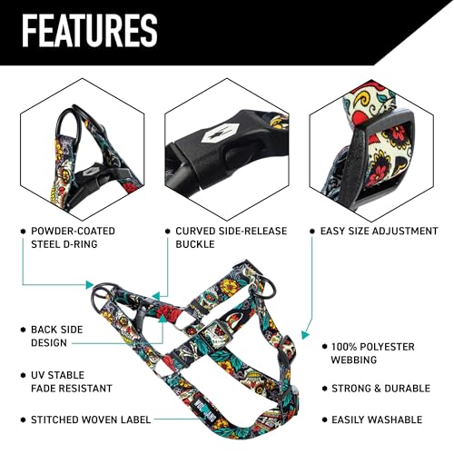 Wolfgang Man & Beast Animal Harness in Small (5/8 Inch x 12-18 Inch), LosMuertos Print