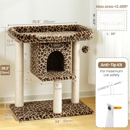 Feliskyn Pet Activity Structure in 28 Inches, Leopard Print