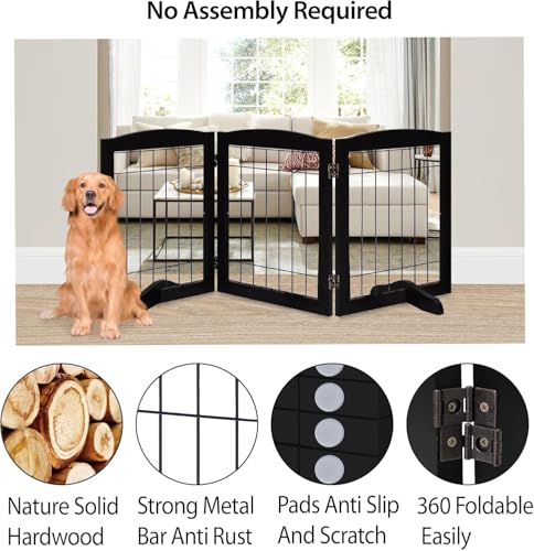 LZRS Temporary Gate in 30"Height-3 Panel, Black