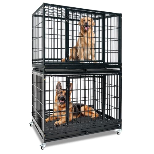 Homey Pet Animal Cage in 46.5"L x 28.5"W x 68"H, Black