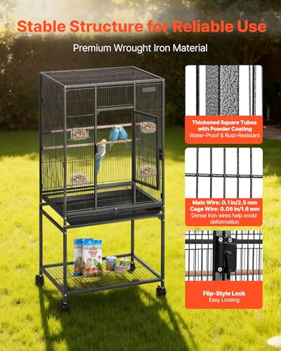 VEVOR Animal Cage in 24.6"L x 16.7"W x 53.9"H, Black