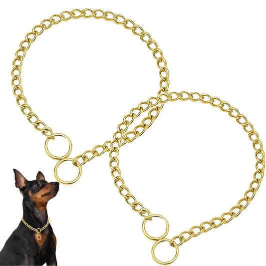 Weimostar Animal Collar in XS(Neck Max 12inch)D2.0mm, 2Pack Gold
