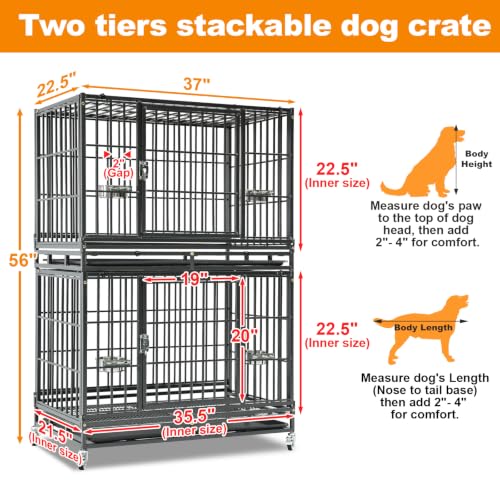 Homey Pet Animal Cage in 37.0"L - 2 Tiers - 1P, Black