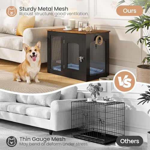 CHOEZON Animal Cage in 30.1"L x 13.2"W x 23.8"H, Black and Walnut